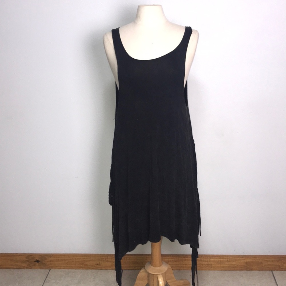 LAST CALL NWT POL distressed soft fringed layering tunic SM beach boho NFR swim